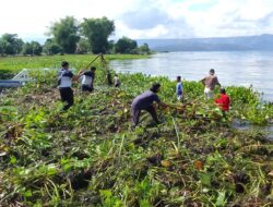 Polres Samosir Kembali Laksanakan Pembersihan Eceng Gondok di Danau Toba