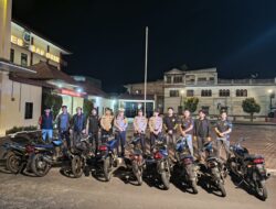 Patroli Presisi Hingga Minggu Dinihari, Polres Samosir Amankan 10 Unit Motor Berknalpot Blong