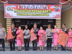 Tiga Perwira Polres Samosir Purna Bhakti, Kapolres: “Pensiun Bukan Akhir Pengabdian”